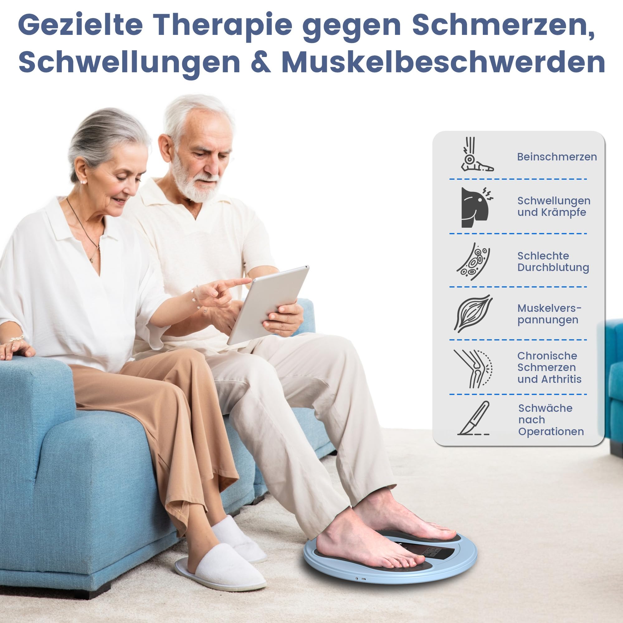 Medic Durchblutungs-Stimulator EMS Fußmassagegerät Polyneuropathie Gerät, 660 + 850nm Infrarotlicht mit 4 Elektroden, für Neuropathie Füße zur Bekämpfung von Bein-Schmerzen Schwellungen
