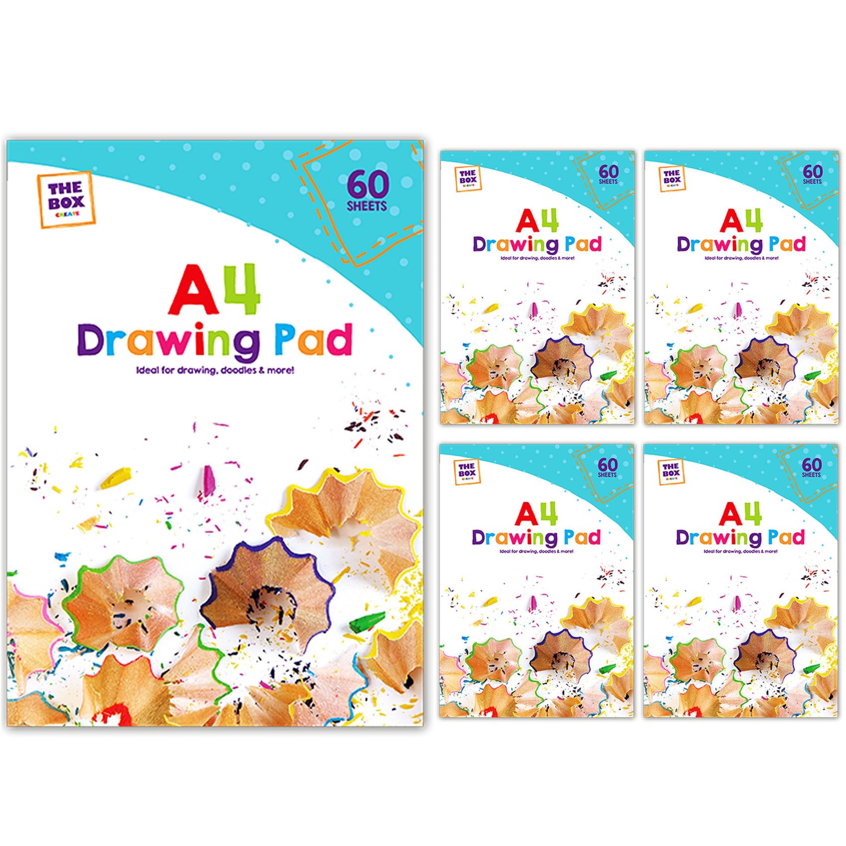 5X A4 Drawing Pads - 300 Sheets in Total | Plain Paper Sketching Doodling Colouring 70gsm Home Office School Professional Artist DIY Crafts UK Free P&P