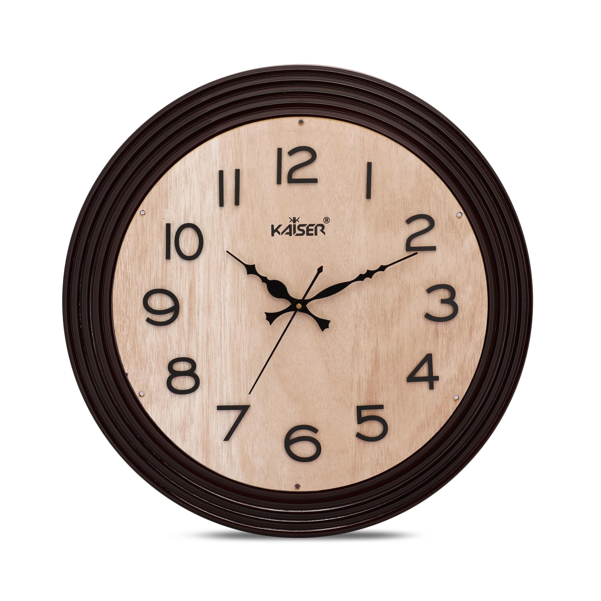KAISER 16 Inch Quartz Wall Clock - Non-Ticking Silent Movement Clock for Home & Office (Rosewood 07)