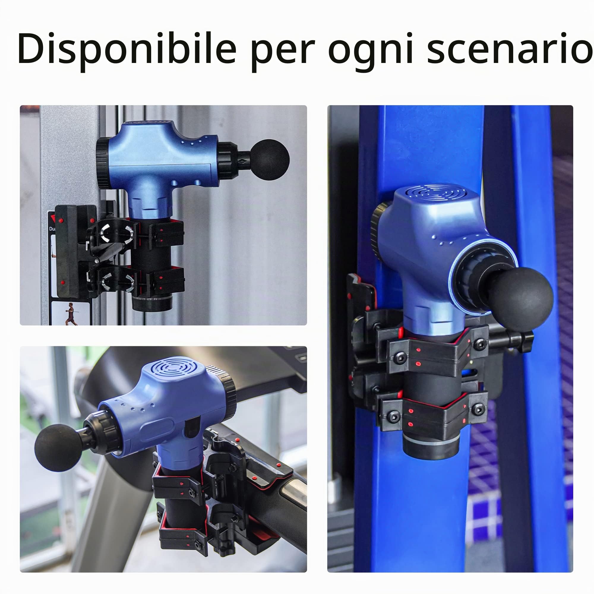 Supporto per pistola da massaggio senza mani per la schiena, supporto per pistola da massaggio muscolare a percussione per automassaggio, compatibile con la maggior parte delle pistole da massaggio