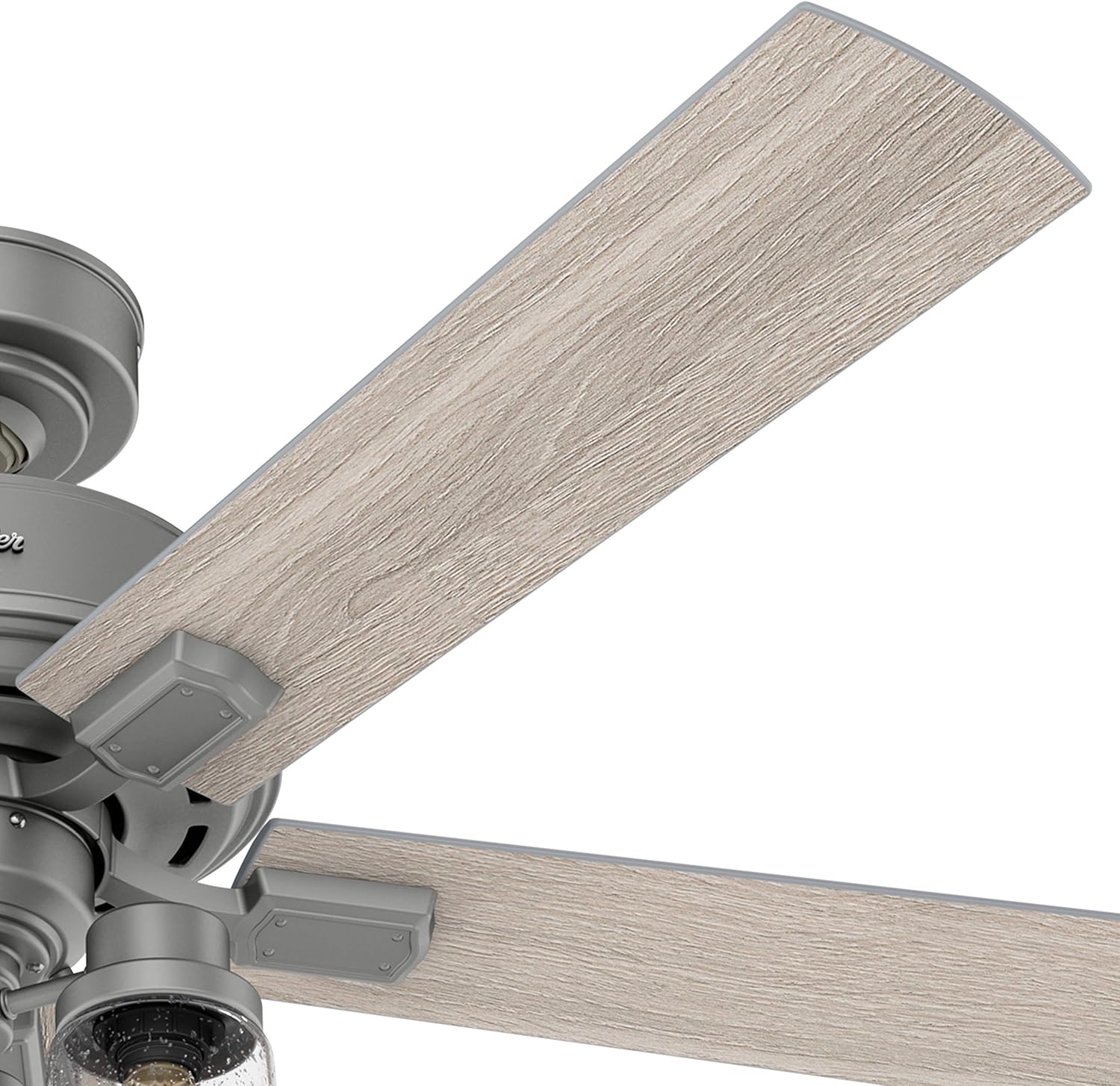 Hunter Fan 52 inch Casual Matte Silver Indoor Ceiling Fan with Light Kit and Pull Chain (Renewed)