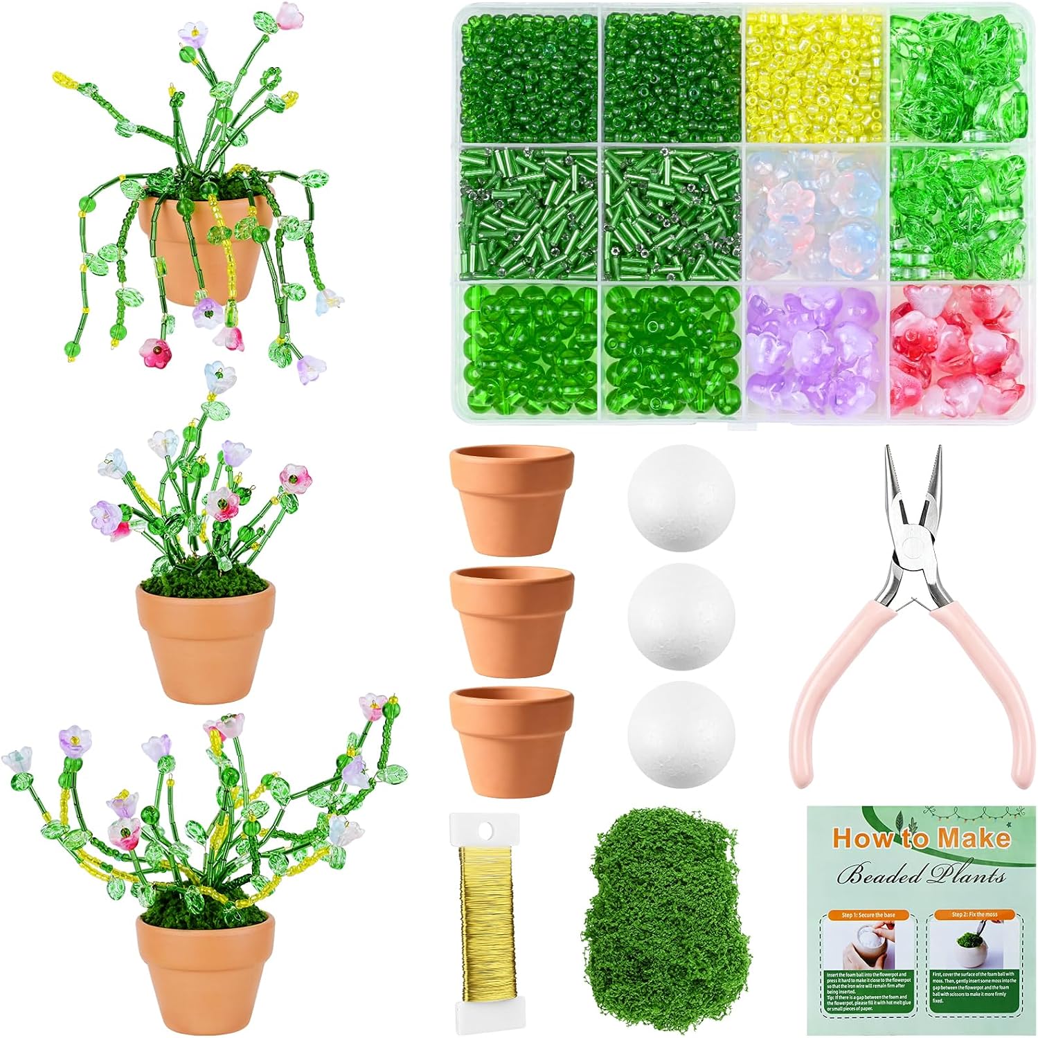 conglow DIY Beaded Flower Kit for Adults Make 3D Crystal Flower Pots