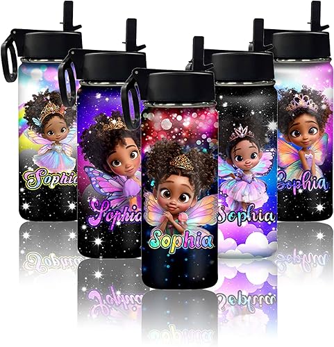 Miniatura 14 de Botellas de agua personalizadas para niñas, lindos ajolotles, botella de agua deportiva de acero inoxidable personalizada con nombre, taza de viaje
