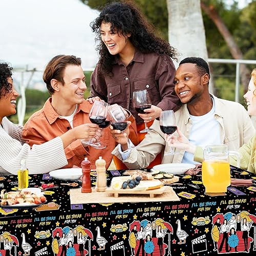 Miniatura 412 de CC HOME 1 pieza de mantel de plástico para fiesta de los 90 de 54 x 87 pulgadas de largo, mantel vintage retro de los 90 de hip hop, tema de 1990