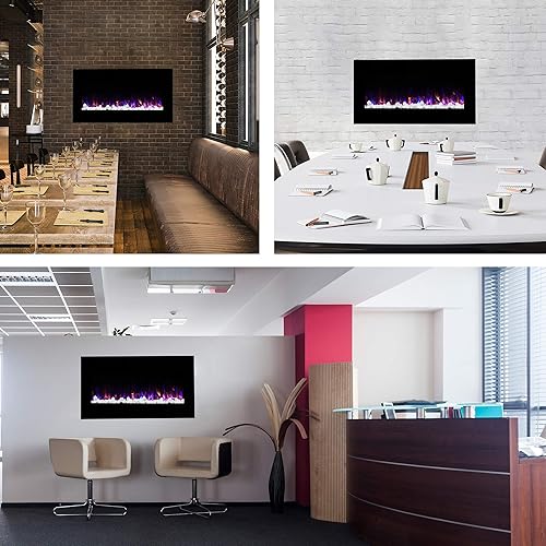 Miniatura 7 de Northwest - Fogata eléctrica con luz LED para pared flama de hielo y fuego
