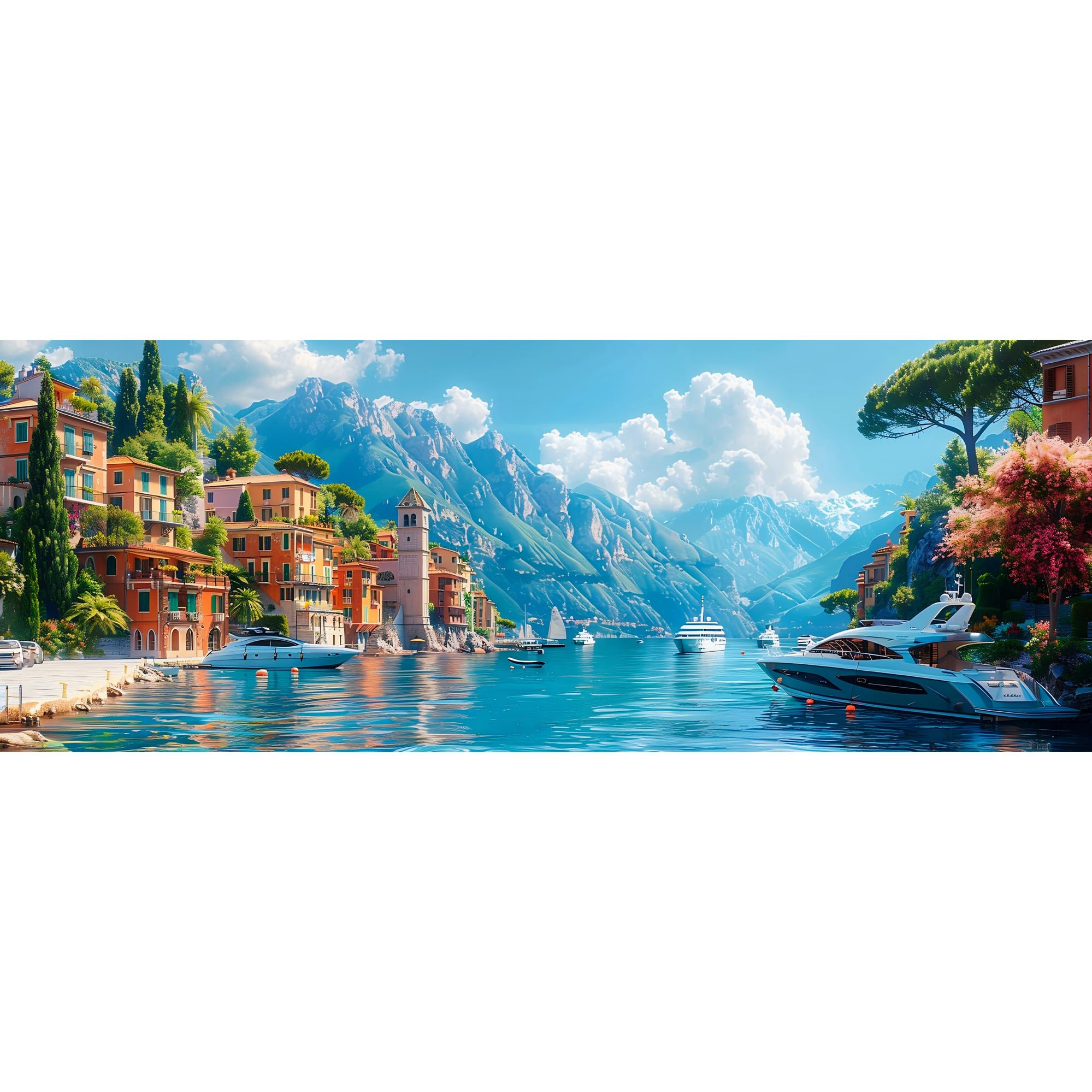 Reofrey Large Diamond Art Kits for Adults Lake Como, 30x80cm Full Drill Round Rhinestone Big Diamond Painting Kit Landscape, DIY Cross Stitch Embroidery Canvas for Crafts Home Wall Decor — image 1