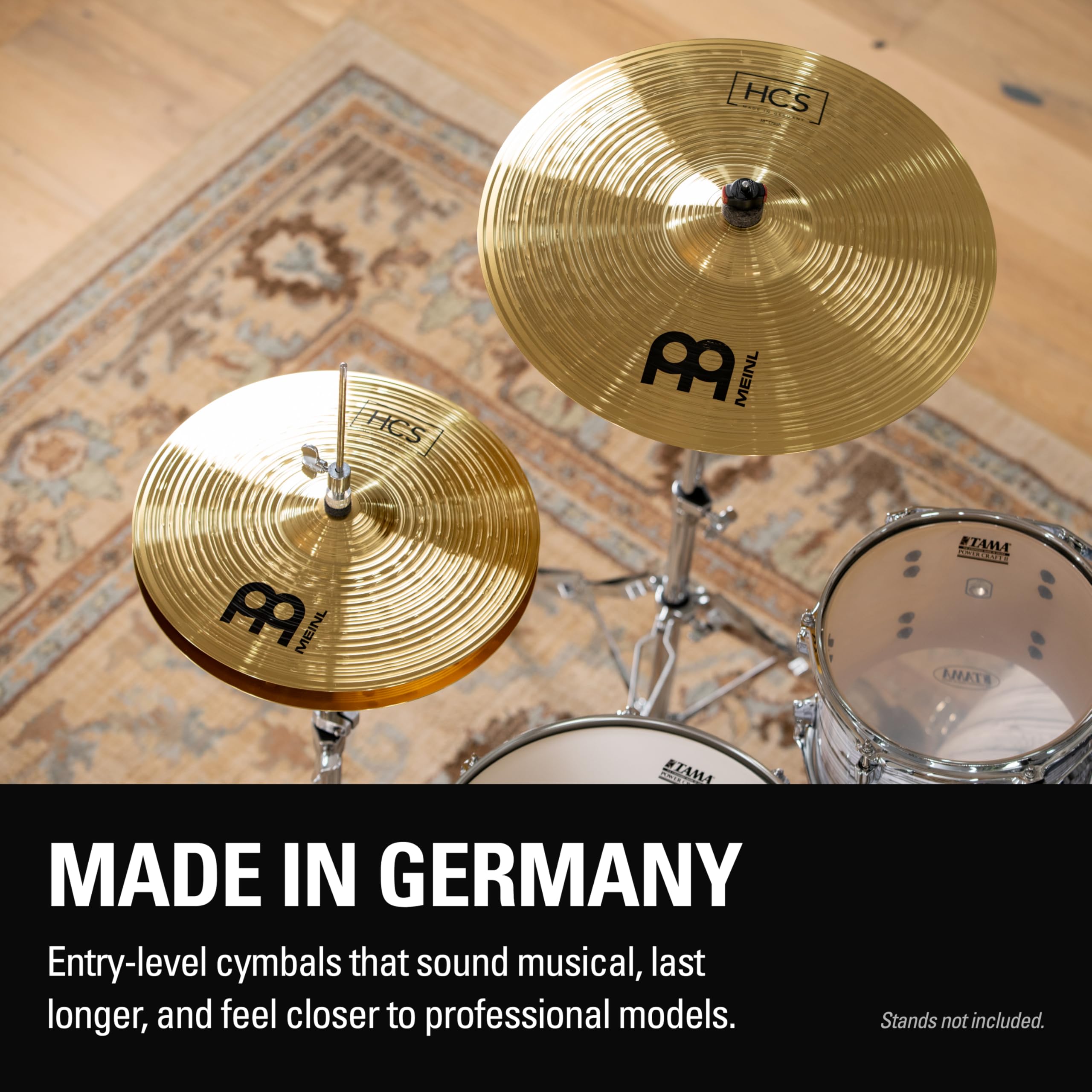 Meinl Cymbals HCS Set de Cymbales Etendu avec Hihat 14", Trash Crash 16, Crash 18 et Ride 20 pour Batterie – Finition Traditionelle en Laiton, fabriqué en Allemagne (HCS14161820)