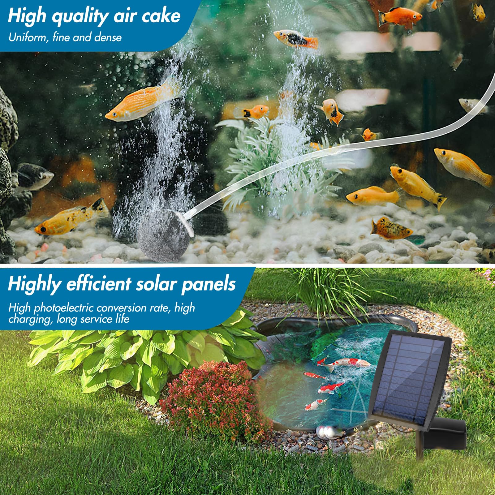 Bomba De Oxígeno Solar, 2,5 W, 6 V, Aireador Solar Para Estanque, 3 Modos De Trabajo, Con Batería De 2200 mAh, Silenciosa Y Ajustable, Para Acuario, Color Negro