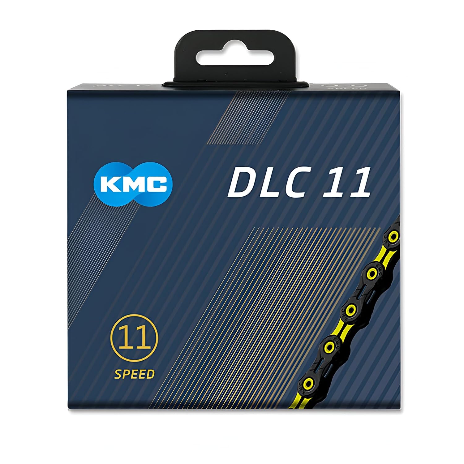 KMC 11-Speed DLC11 Series High-Performance Chain | for Road/Mountain/Gravel | Shimano, SRAM, and Campagnolo Compatible | 118 Links, Missing Link Included |Yellow
