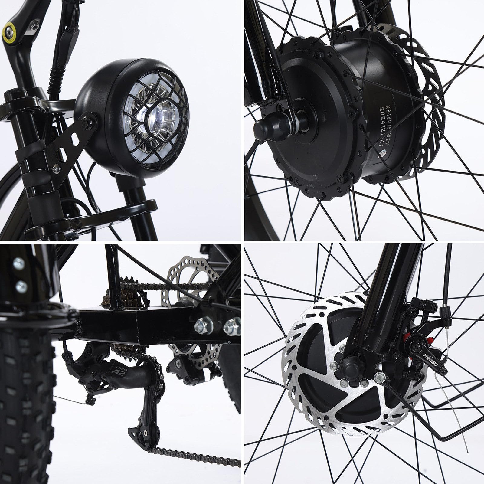 Triciclo Elettrico Per Adulti (7 Velocità), Bici Elettrica Triciclo Con Pneumatici Larghi Da 24 Pollici Con Sedile Passeggero, Display Lcd + Faro, 48 V/18 Ah, Per Città E Strade Di Montagna Black