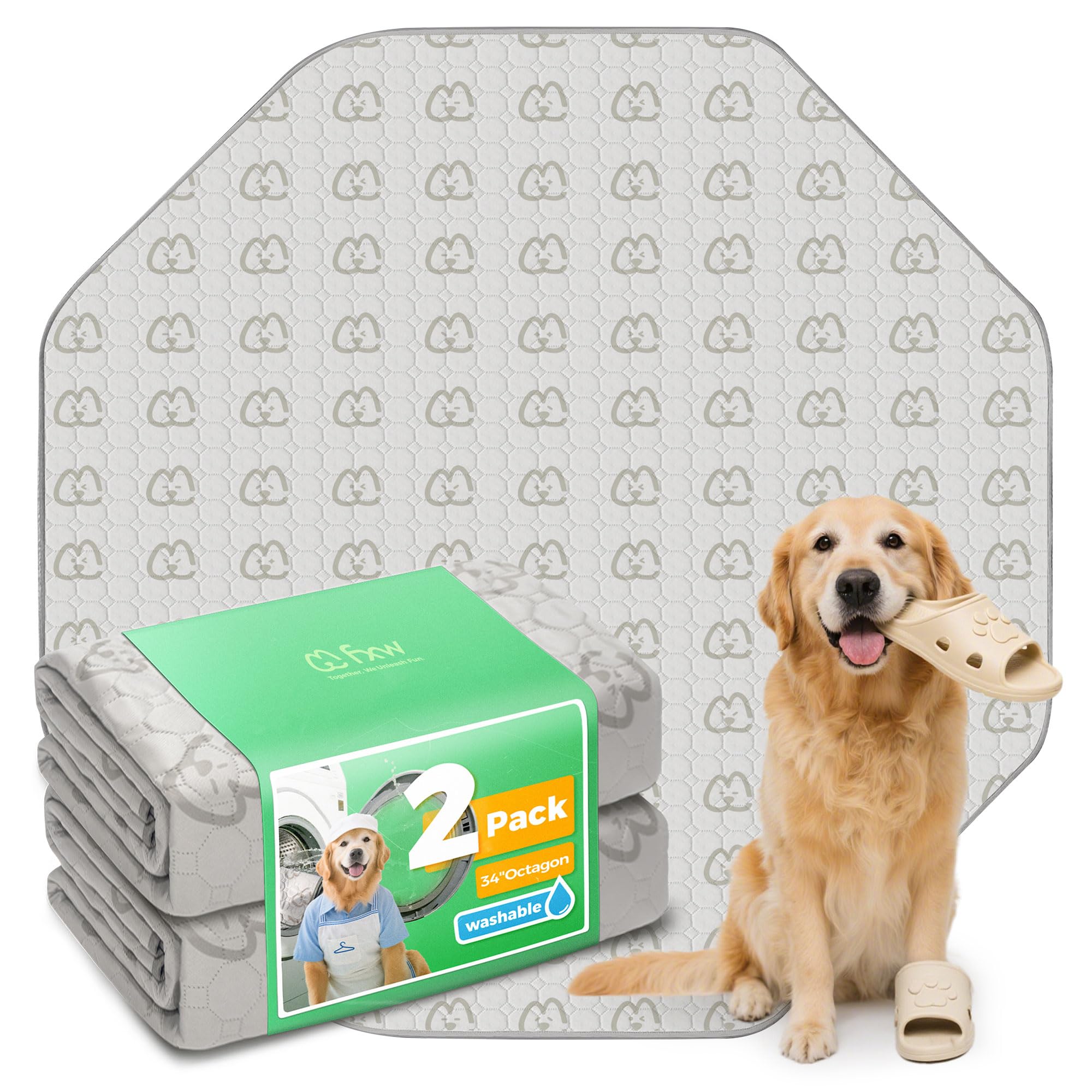 FXW Washable Pee Pads for Dogs, Leak-Proof & Non-Slip, Specifically Designed for FXW Rollick/Homeplus 32/40/45inch 8 Panels Dog Playpen, 34" Octagon,