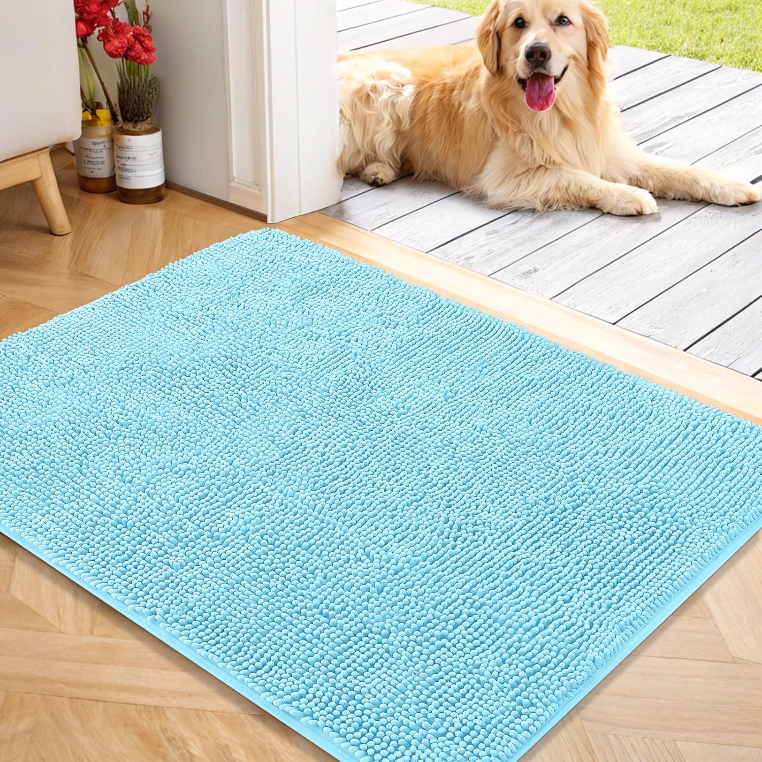 OLANLY Dog Door Mat 40x32, absorbs moisture & dirt, non-slip
