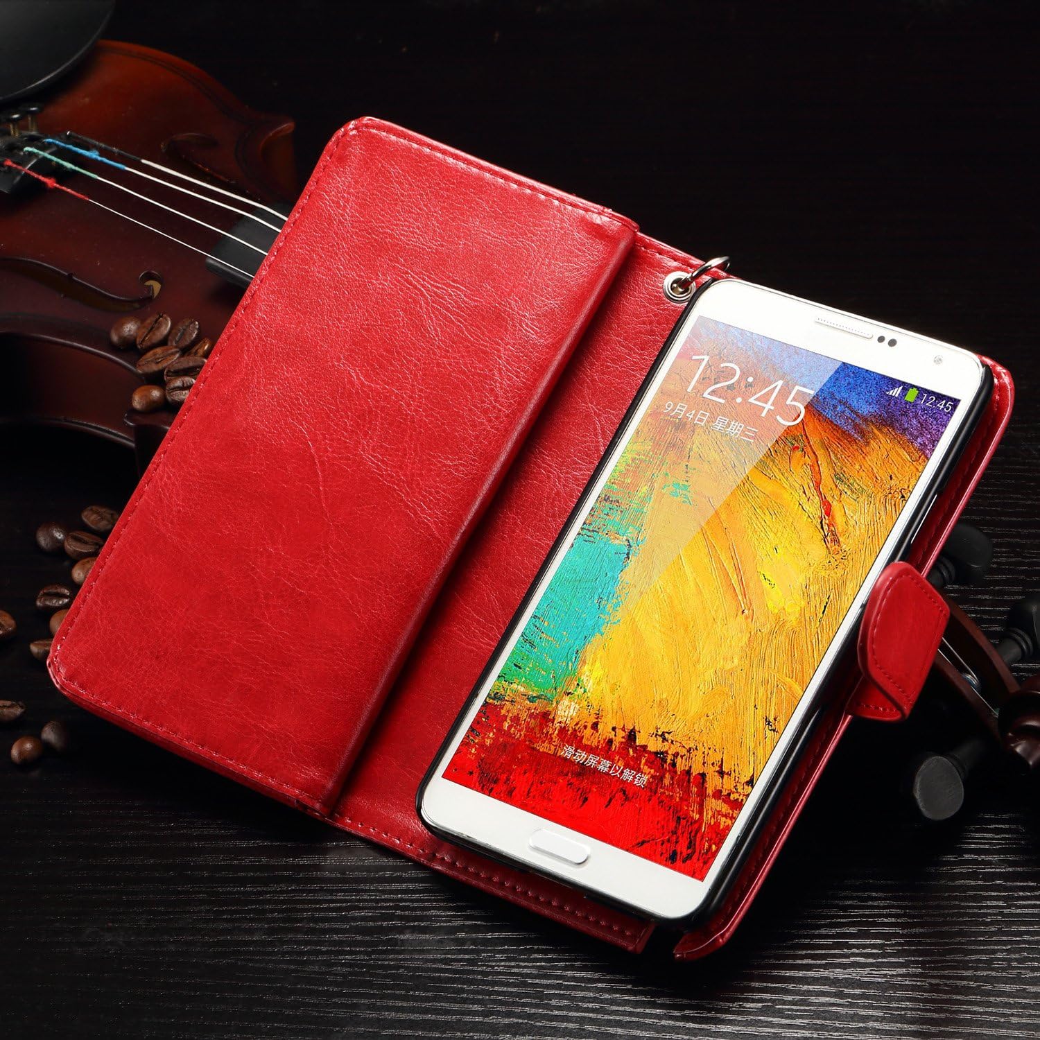 Joopapa Note 3 Case, Galaxy Note 3 Case, Note 3 Wallet Case,Pu Leather Case Magnet Wallet Credit Card Holder Flip Cover Case Built-in 9 Card Slots & Stand Case for Samsung Galaxy Note 3 N9000 (Red)