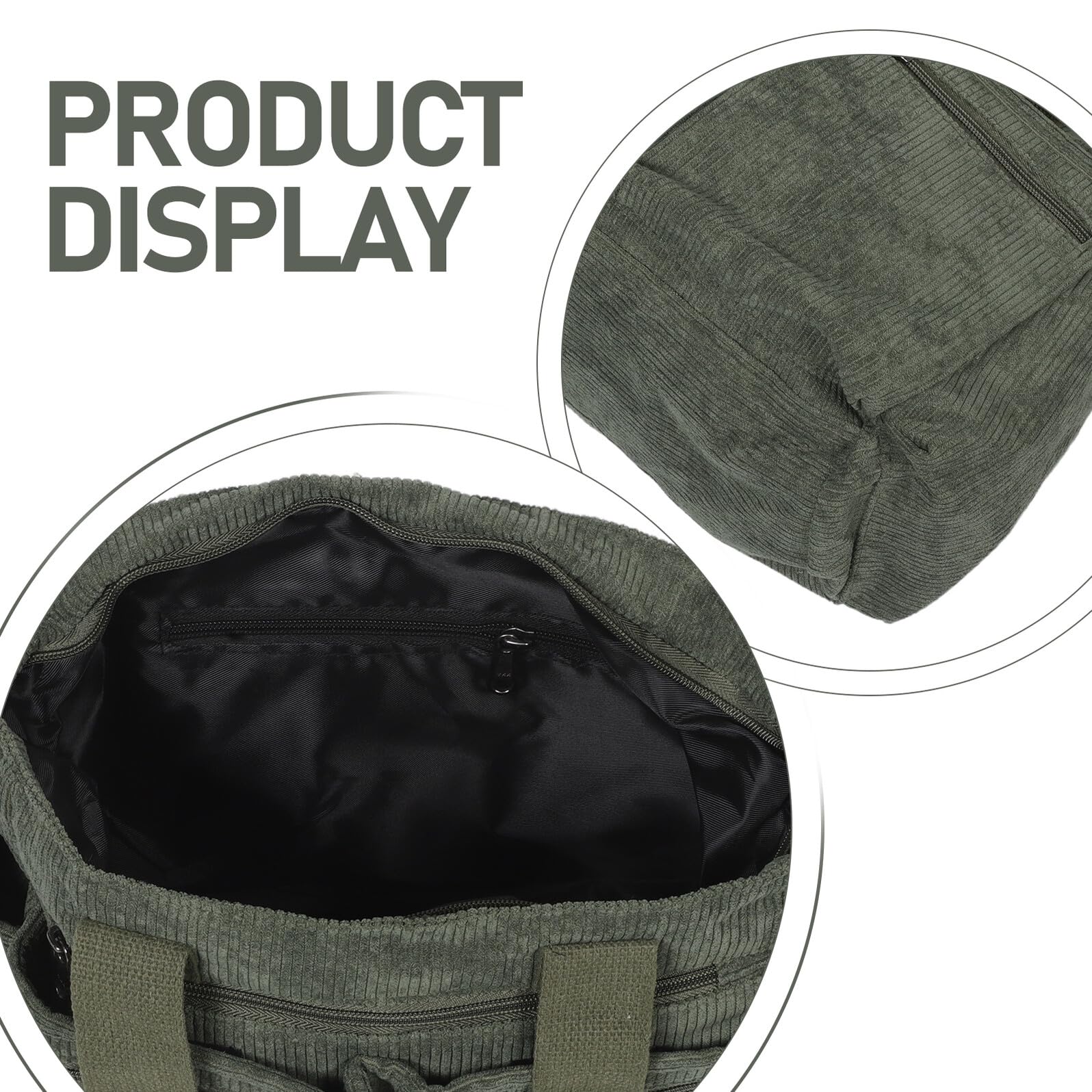 TEHAUX Bolso Tote De Tela Acanalada Para Mujer Bolso Bandolera De Tela Acanalada Con Bolsillos De Gran Capacidad Para Uso Diario