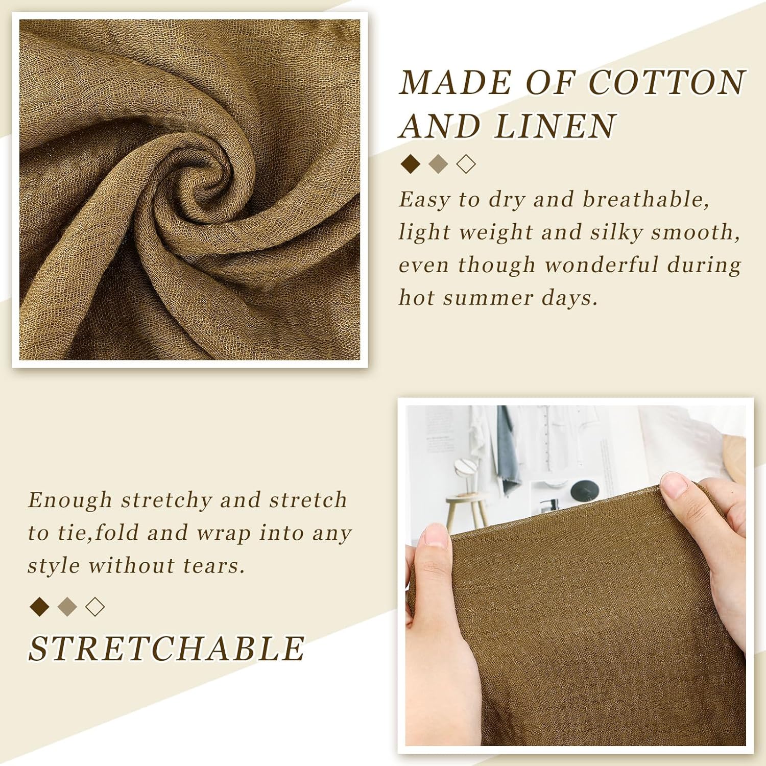 Geyoga 6 Pcs Women Scarf Shawl Hijab Scarfs Cotton Blend Shawl Crinkle Wrap Head for Seasons - Image 3