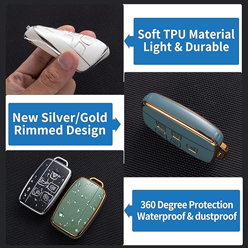 Miniatura 4 de Compatible con Land Rover - Funda para llavero con cordón de cuero, protección para llave de automóvil para Land Rover a9 Freelander Smart Remote