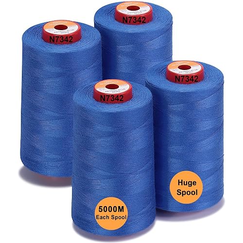 New brothread - 30 Options - 4 Large Cones of 5500Y (5000M) Each All Purpose Spun Polyester Thread 40S/2 (Tex27) for Serger, Overlock, Quilting, Piecing and Sewing - Patriot Blue