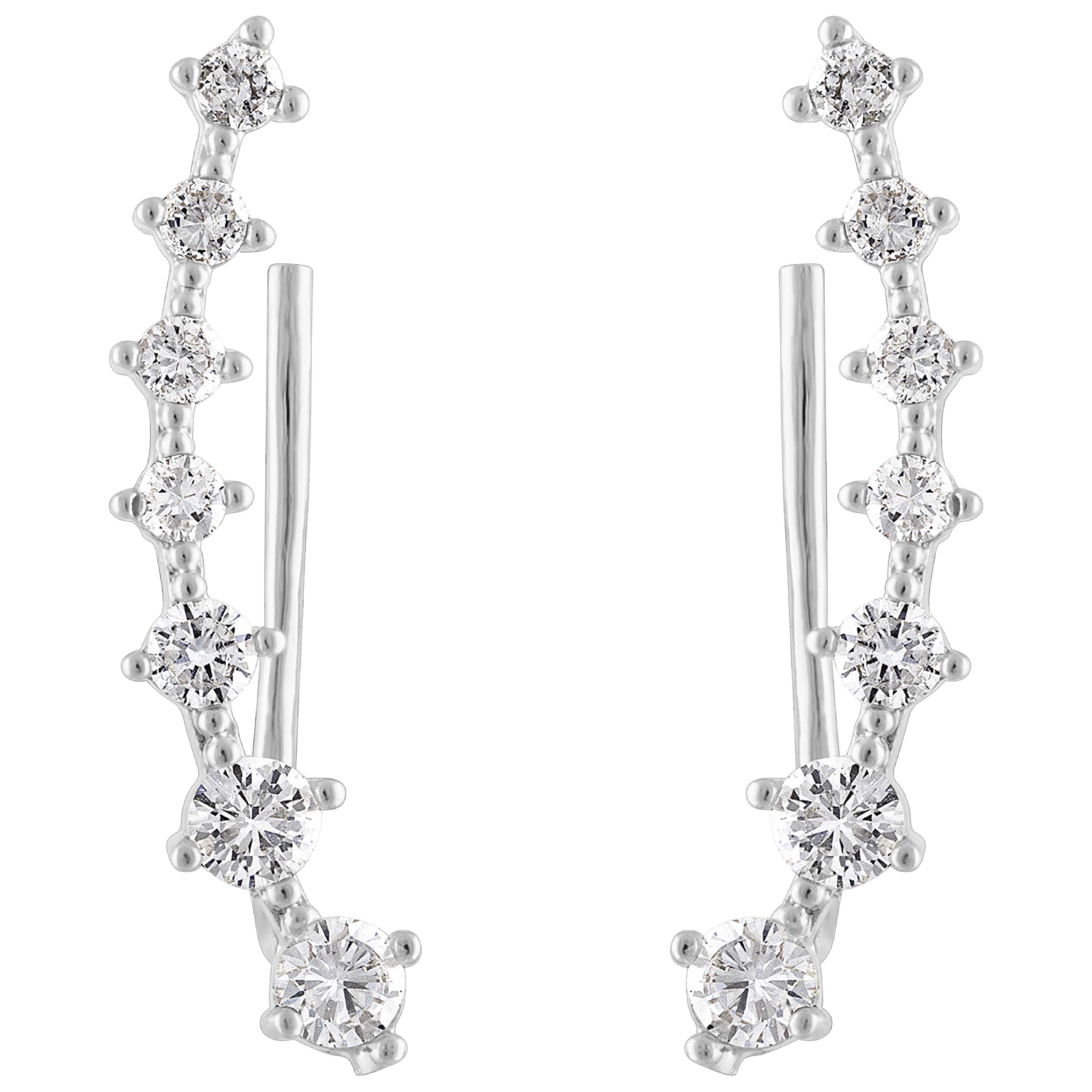 KISPER 18K Gold Plated Cubic Zirconia Ear Crawler Climber Earrings
