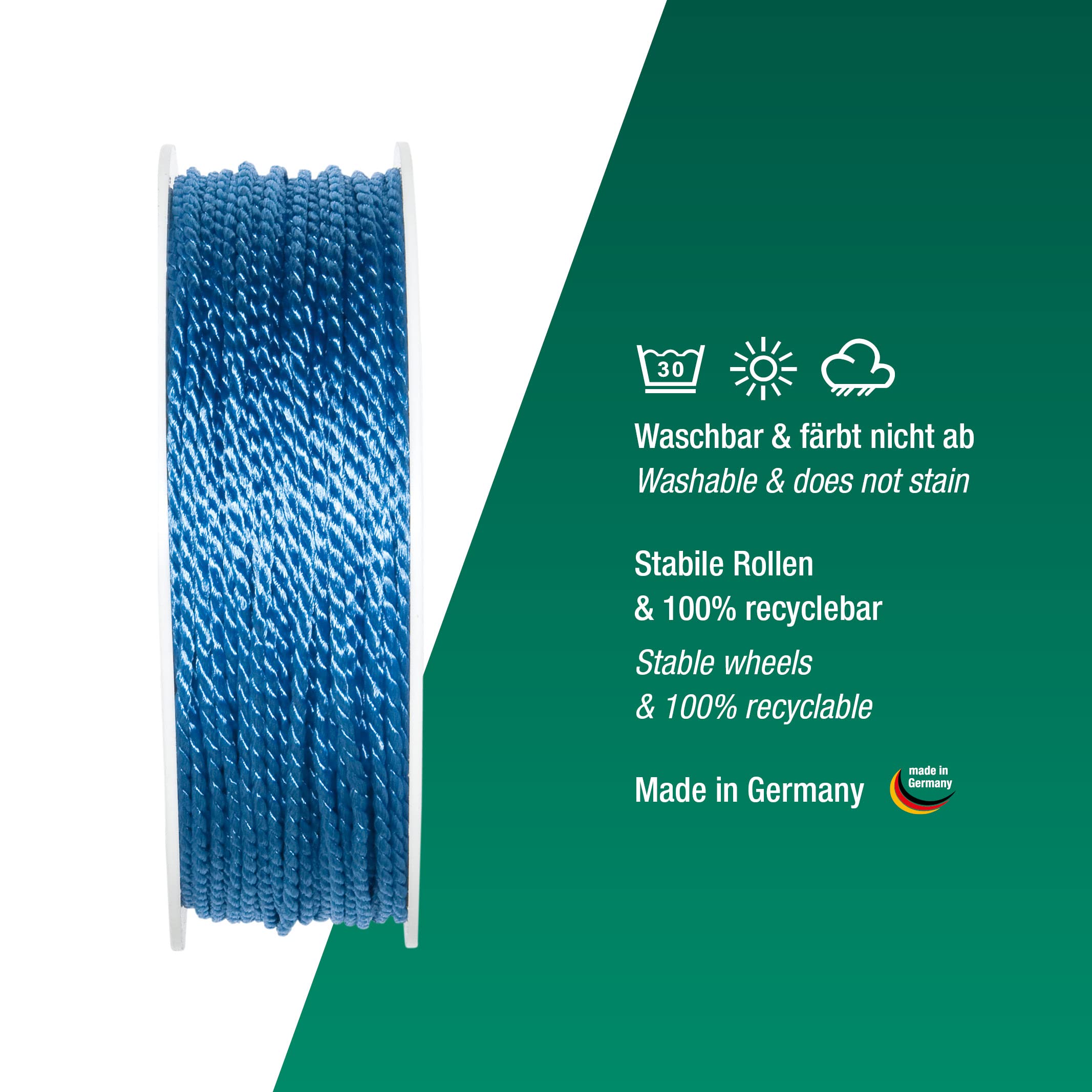 Halbach Seidenbänder Premium Kordel (azurblau) – Bild 3