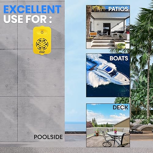 Vista 15 de PyleUsa Par de altavoces Bluetooth para interiores y exteriores, 200 W, doble impermeable, 3.5 pulgadas, sistema de rango completo de 2 vías con Rojo