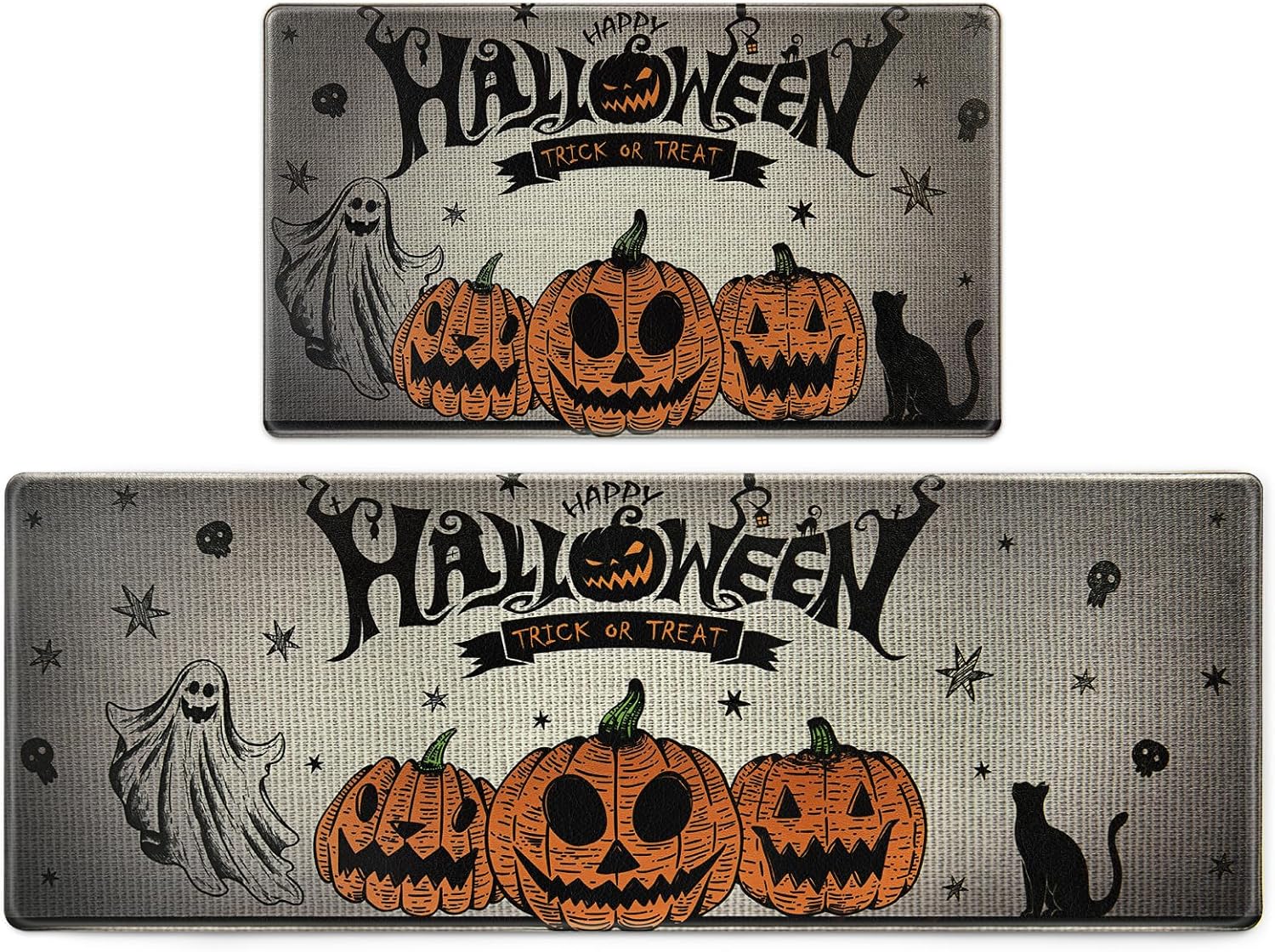 Alishomtll ハロウィン装飾キッチンマット 抗疲労 2ピース ノンスリップキッチンラグ ハロウィン装飾用 パンプキンゴースト
