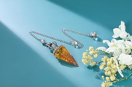 Miniatura 2 de Top Plaza Cristal de péndulo de aguamarina para bruja con piedras preciosas de radiestesia, péndulo de equilibrio de reiki, espiritual de 6 facetas,