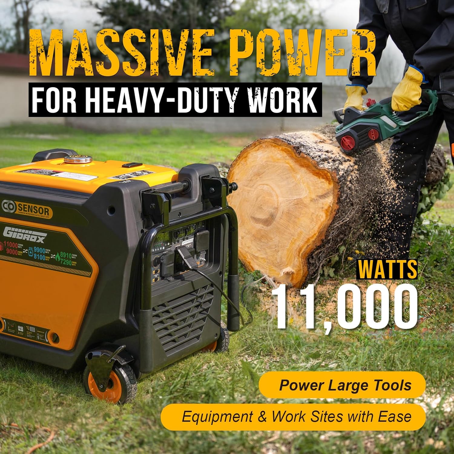 11000W Tri-Fuel Inverter Generator (Gas, Propane, Natural Gas), Quiet, 50A Outlet, ATS Ready, Low THD Safe for Electronics, Remote Start, CO Sensor, Ideal for RV & Whole-Home Backup Power