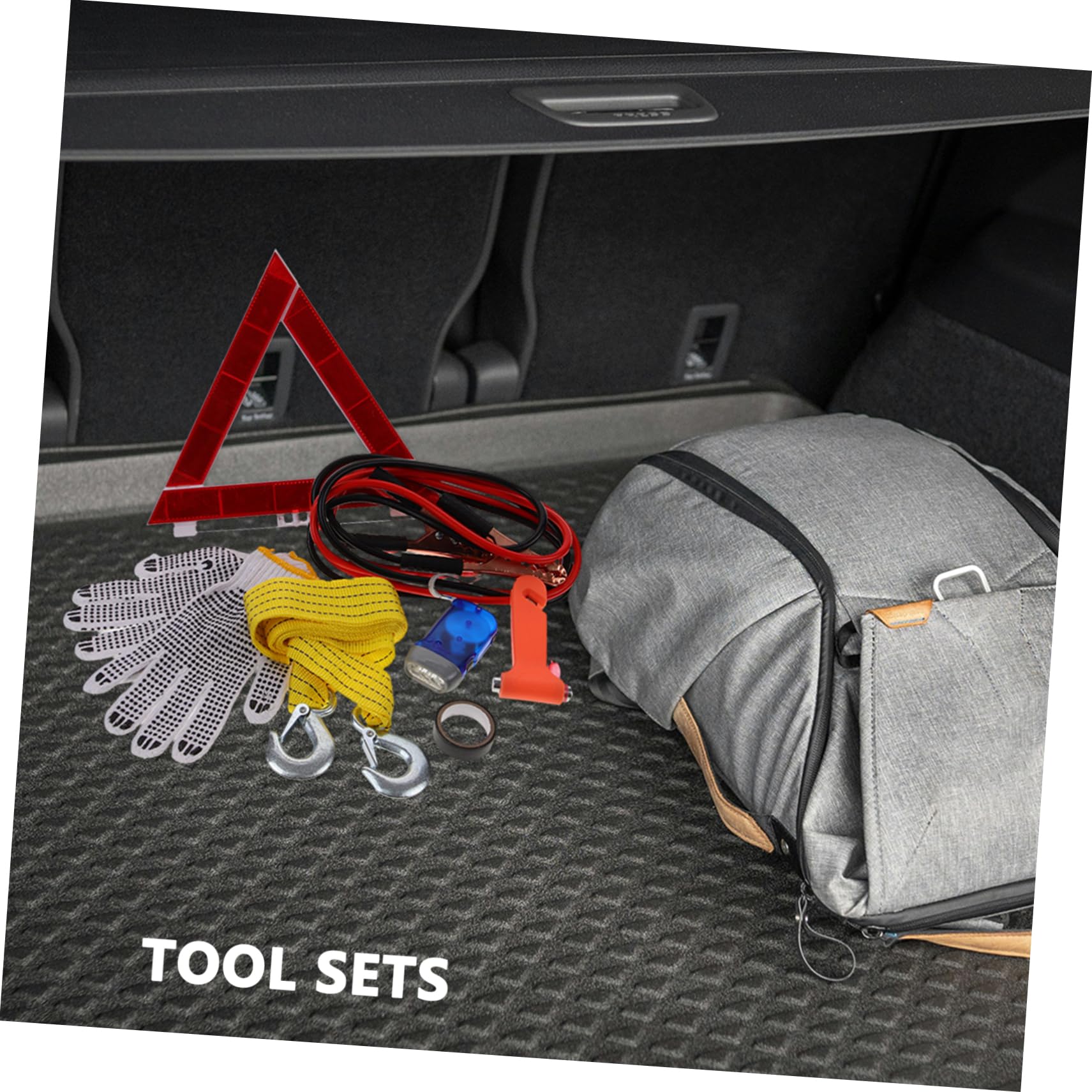 Kit di Emergenza Auto, Set, Multiuso in Abs, Gomma, Metallo e Tessuto, Pratico per Ispezioni Veicolo e Soccorso Stradale