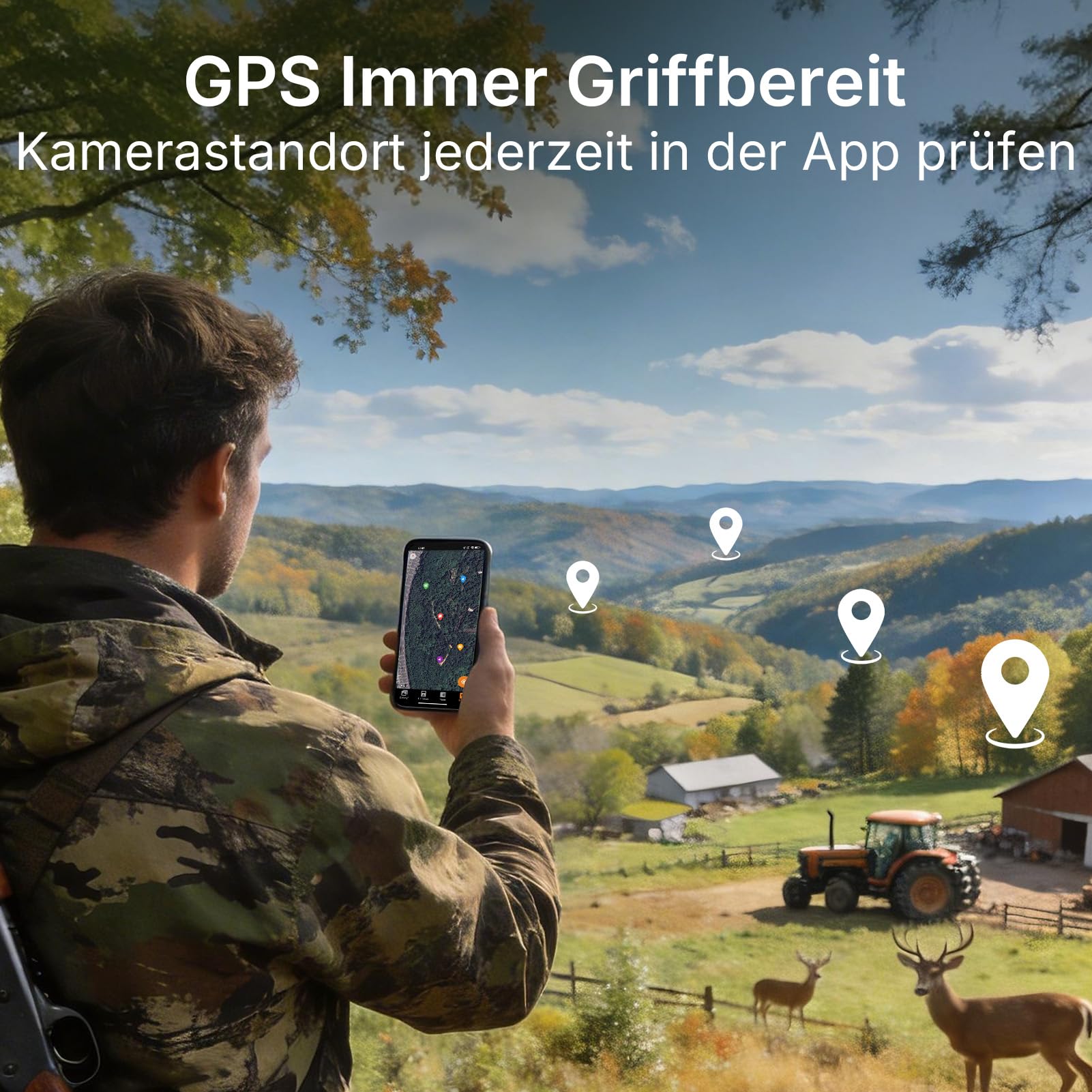 GardePro X70 Pro 4G LTE Wildkamera WLAN mit Live-Streaming und GPS, 7800mAh Akku und 64GB SD Karte, 48MP Wildkamera mit Handyübertragung App, Wildtierkamera mit Bewegungsmelder Nachtsicht