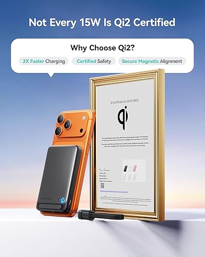 Miniatura 3 de INIU para cargador portátil, Qi2 certificado, 15W 10000mAh banco de energía magnética,