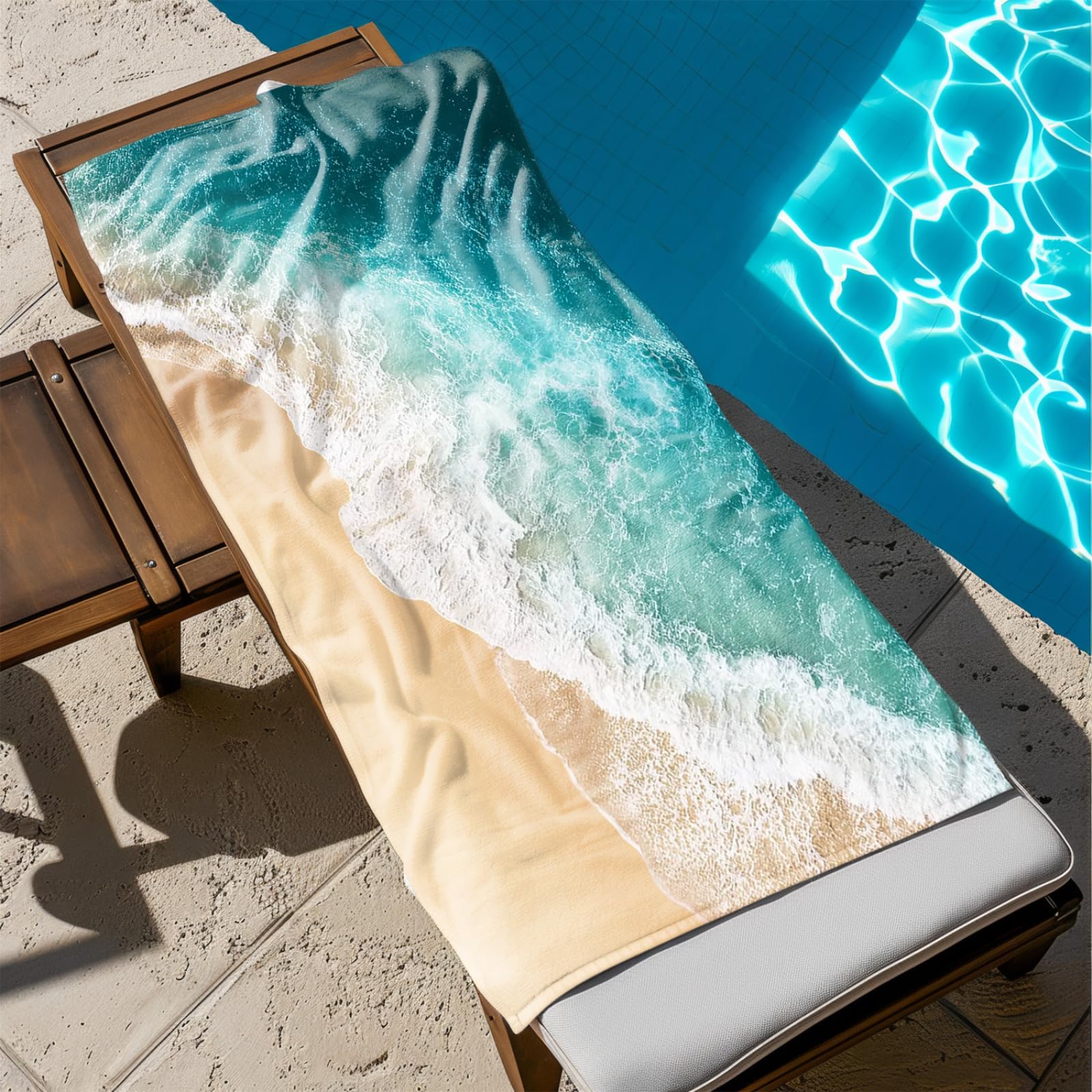 Generico Telo Mare Grande Xxl Mare Blu Antisabbia Leggero Assorbente e Compatto Sauna Viaggio Piscina Yoga Campeggio Donna Uomo