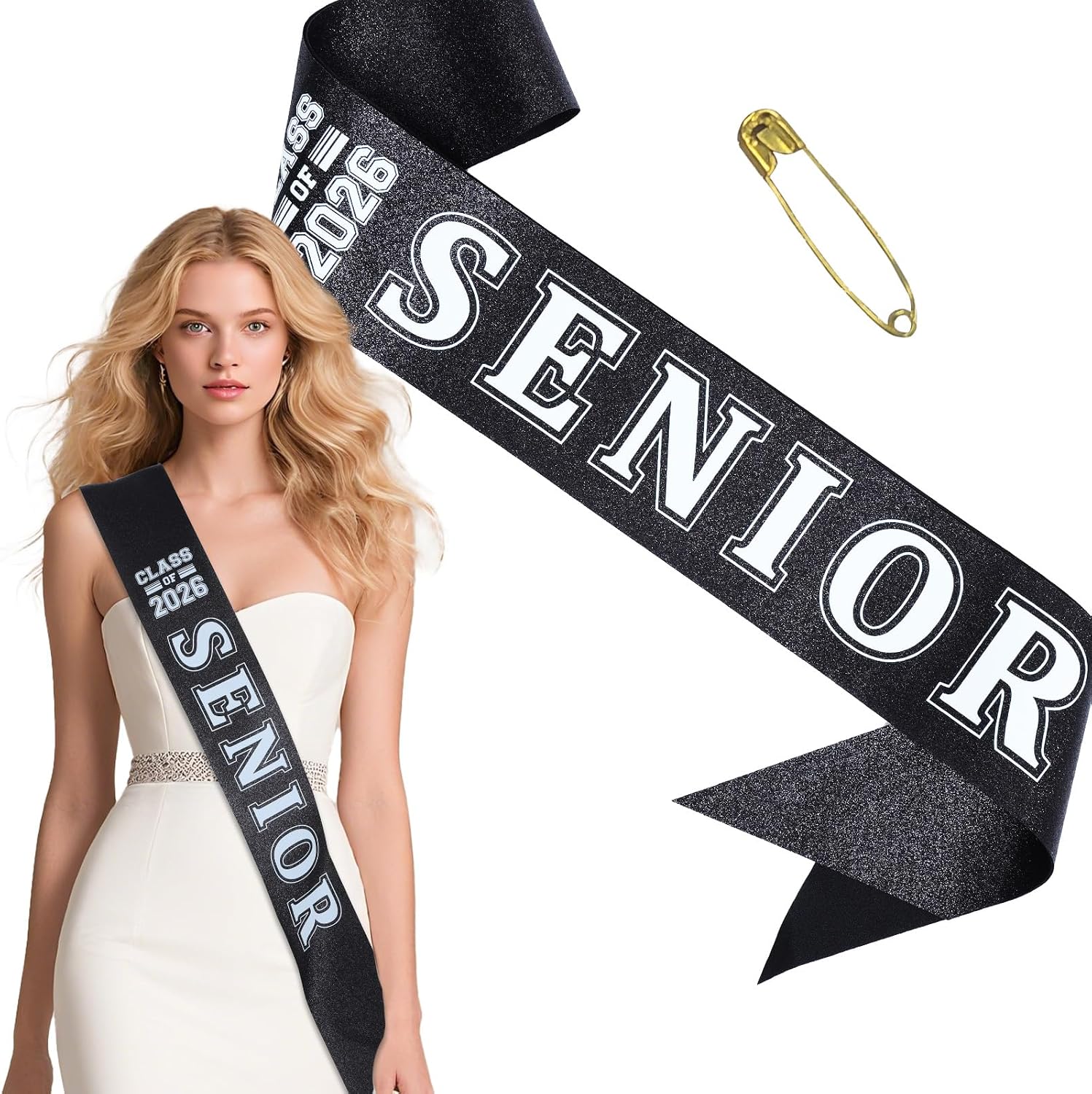 Class of 2026 Senior Sash - Glitter Satin Graduation Sashes for High School Seniors, Senior Night Students Gift