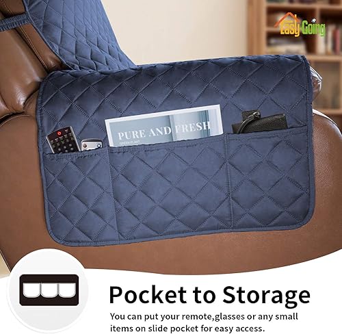 Miniatura 3 de Easy-Going - Funda reversible para sofá reclinable extragrande, protector resistente al agua, correas elásticas, para mascotas (sillón reclinable