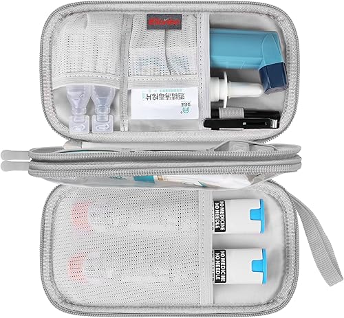 Elonbo Bolsa de transporte EpiPen, kit de medicina de viaje para 2 bolígrafos Epi o Auvi Q, inhalador de asma, aerosol nasal, medicamentos para