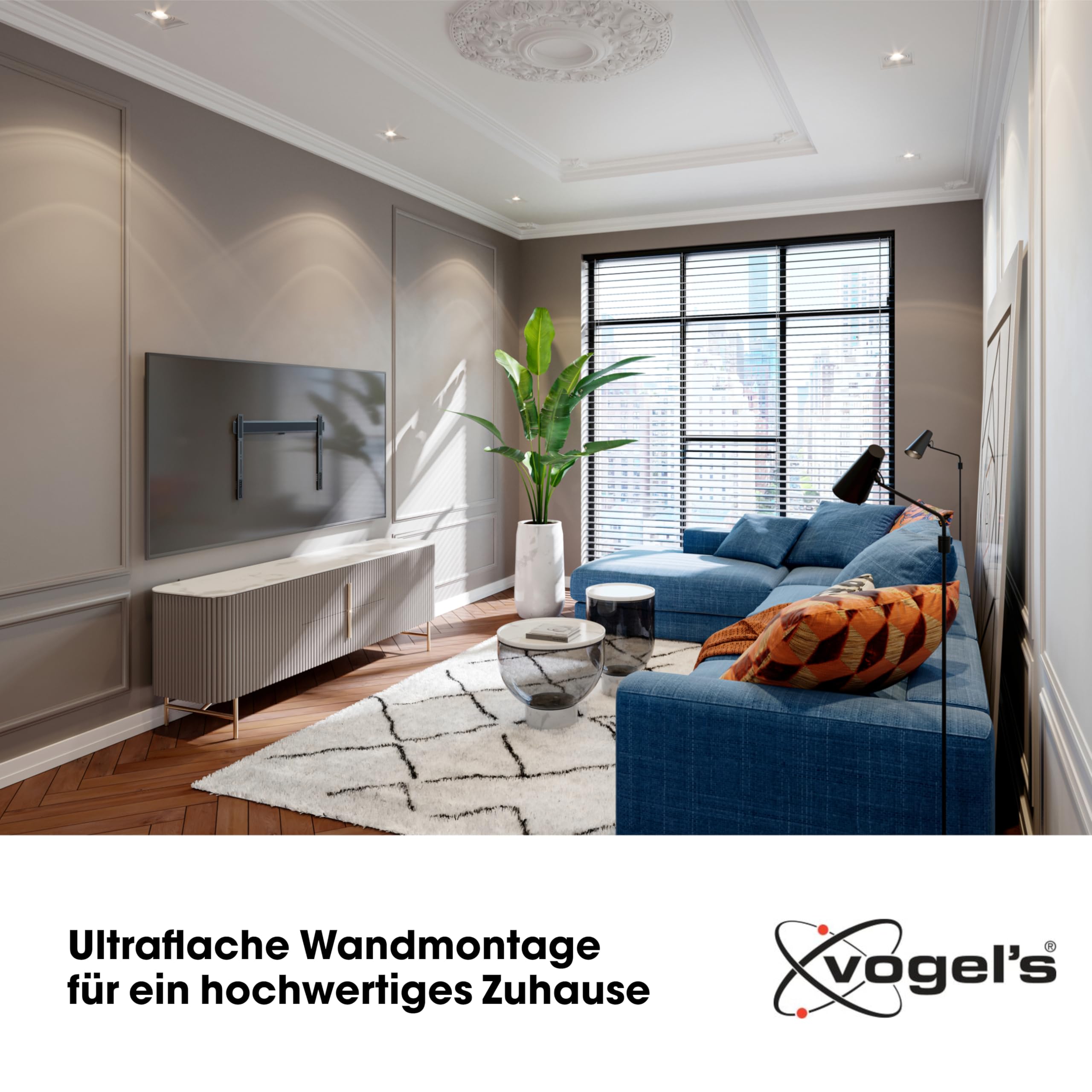 Vogel's TVM 5407 Ultraflache Feste TV-Wandhalterung fur 32-77 Zoll TVs | Nur 1,5 cm Wandabstand, 75 kg Tragkraft, TÜV-geprüft, Bis VESA 400x400, Sicheres ClickLoc-Einrastsystem, Inkl. Fischer-Dübel