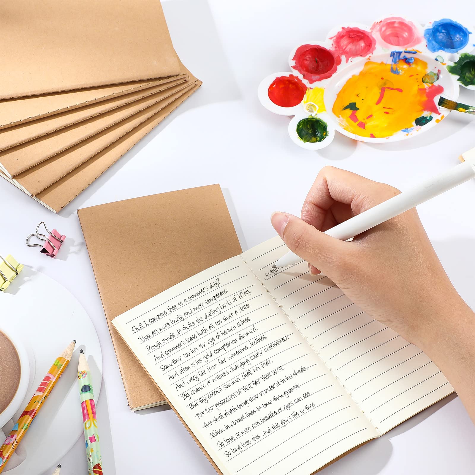 Tenare 30 Pcs A6 Notebooks Lined Bulk Blank Cover Journal Mini Notepads School Small Notebooks 60 Pages/ 30 Sheets Travel Pocket Notebooks for Memo Diary Office Supplies 5.51 x 3.54'' (Kraft Brown) - Image 4