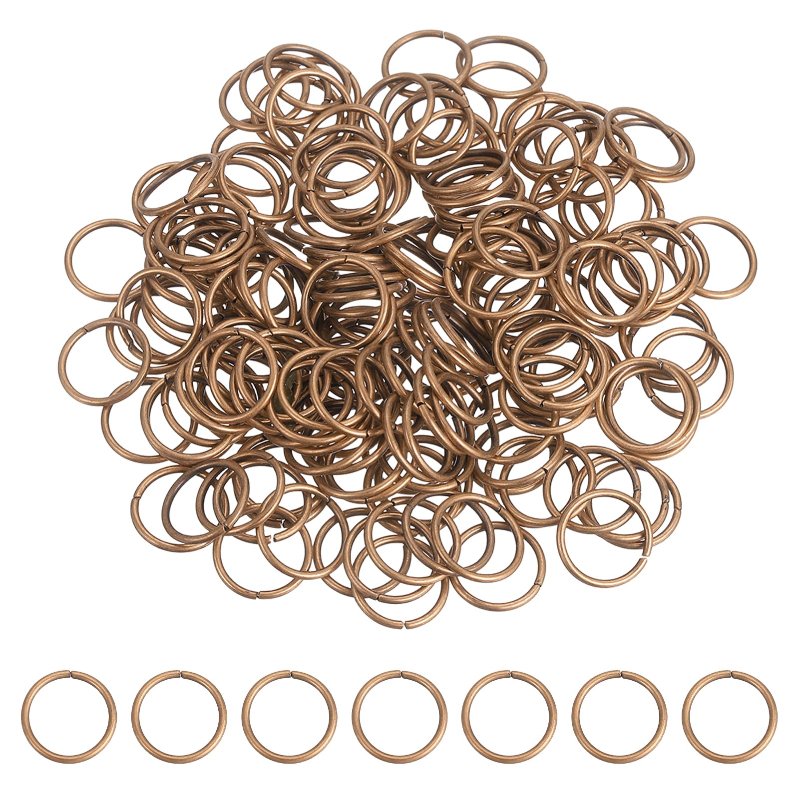 sourcing map 200 Pcs Open Jump Rings, 16mm Split Metal O Ring 1.5mm Thick Keychains Connector Ring for Jewelry Making DIY Necklaces Bracelet Earrings Craft Making, Red Copper