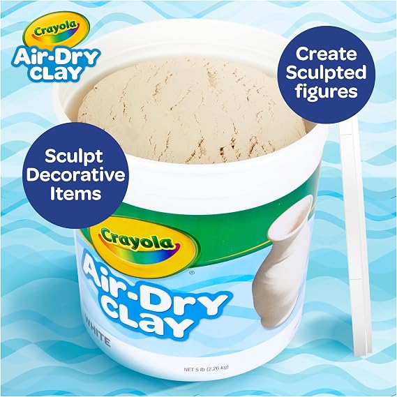 Crayola Air Dry Clay (5lbs), Teacher Supplies, Natural White Modeling Clay for Kids, Sculpting Material, Bulk Craft Supplies for Art Classrooms