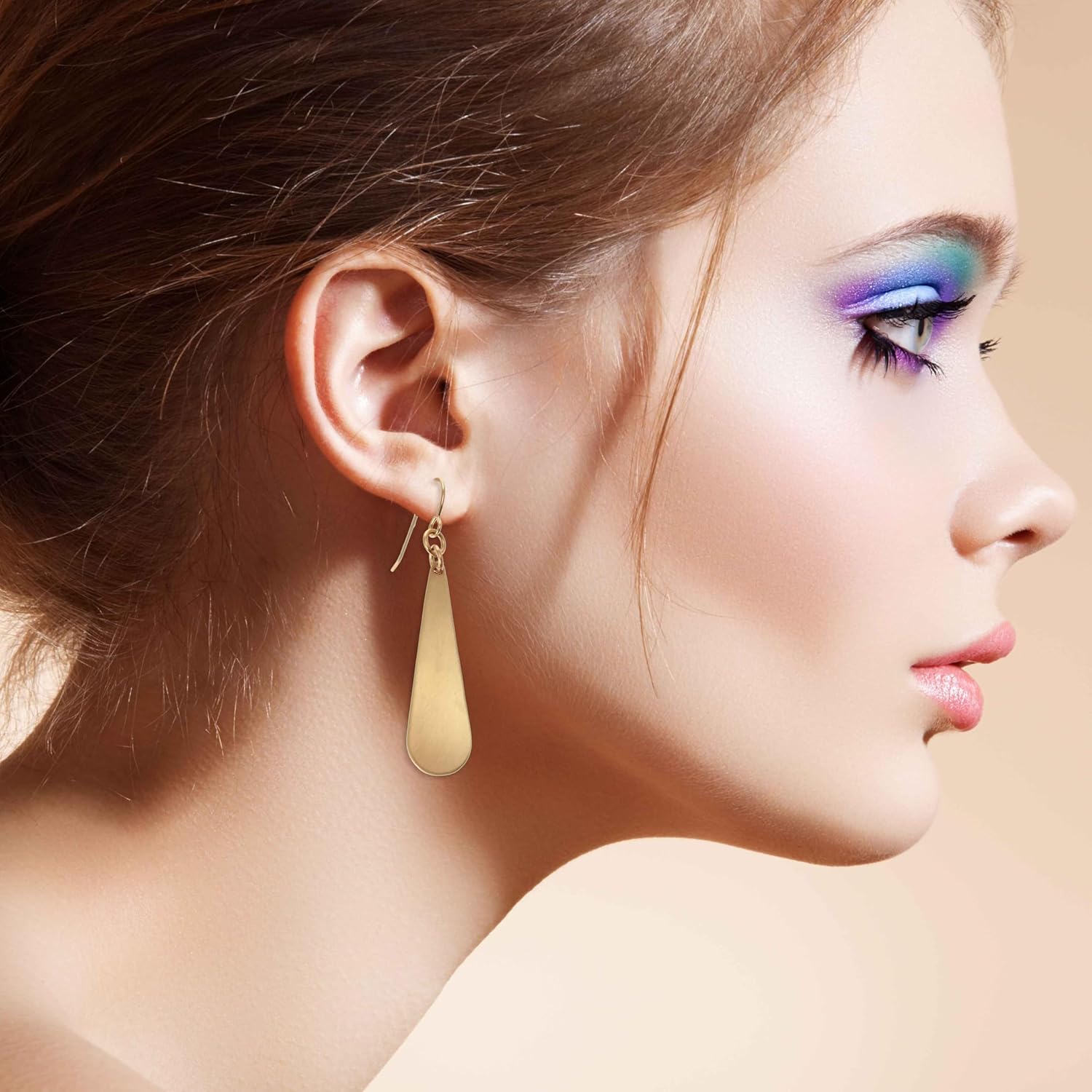 John S. Brana Brushed Bronze Long Teardrop Earrings, Raw Bronze, 2 1/4 Inches Length, Coated Anti-tarnish Finish, 8th Wedding Anniversary