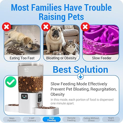 Miniatura 5 de Comedero automático para gatos 5G WiFi con dos cámaras HD alimentador automático para perros de 7 litros con visión nocturna, dispensador automático