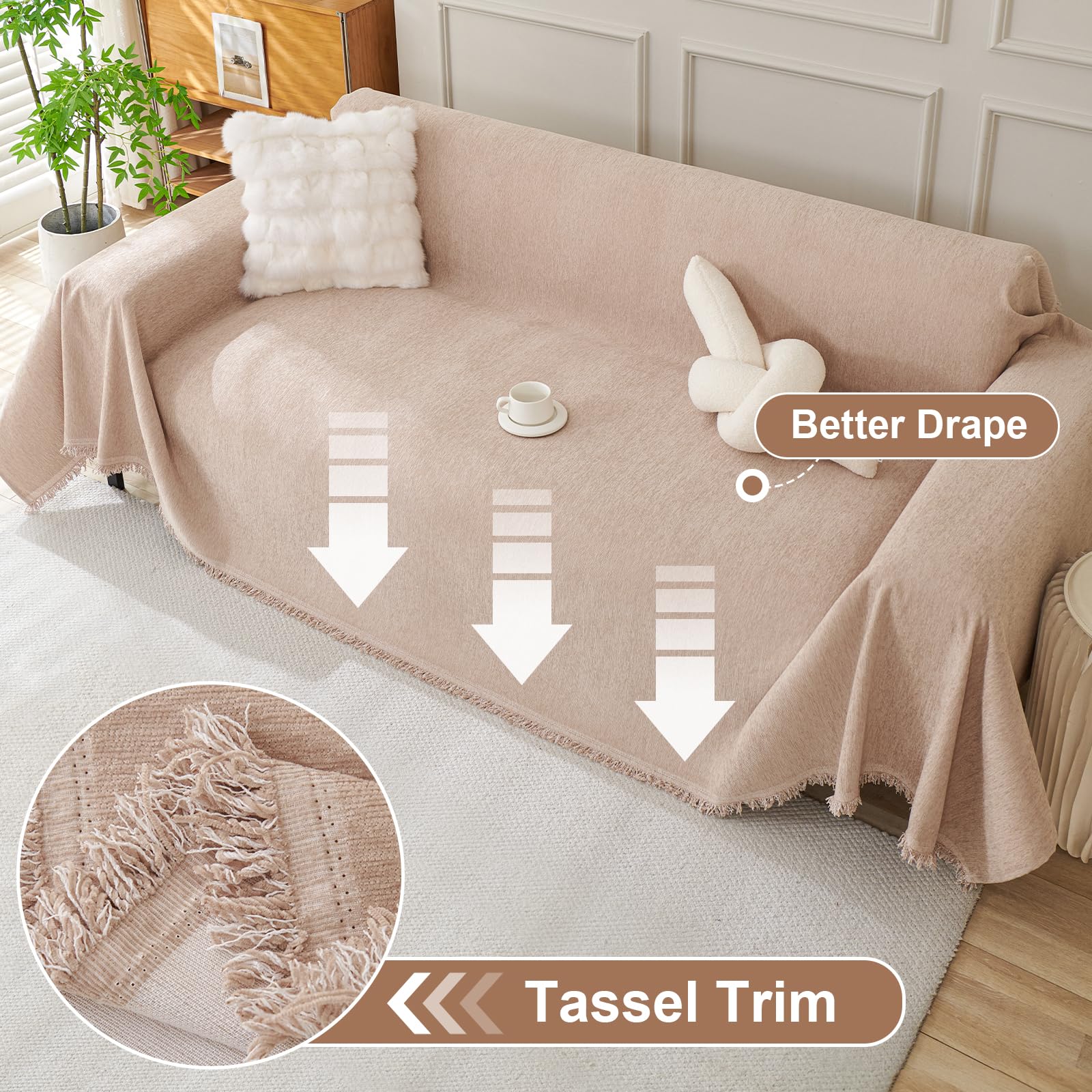 OstepDecor Chenille Sofa Cover 3 Seater, Dog Couch Cover for Corner Sofa Washable Sofa Slipcover - Image 3