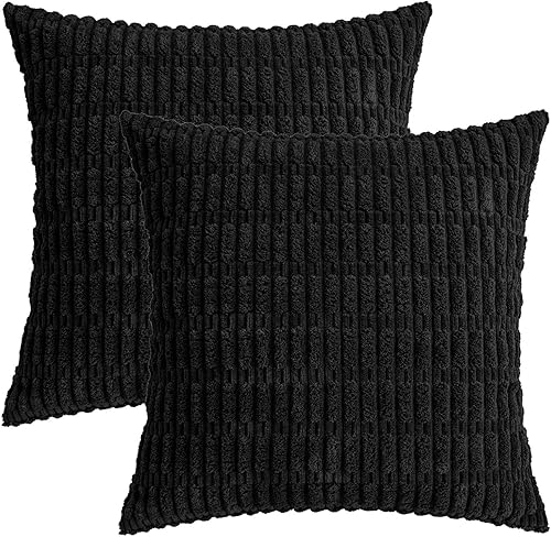 Miniatura 7 de HWY 50 Juego de 2 fundas de cojín decorativas de pana gris claro de 18 x 18 pulgadas para sofá, sala de estar, cama, fundas de cojín suaves y