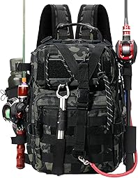 Mochila de Pesca, Mochila de Almacenamiento para Pesca Bolsa de Aparejos de Pesca Impermeable Bolsa de Pesca Mochila de Pesca Táctical Mochila Táctica Molle para Pesca Senderismo Caza