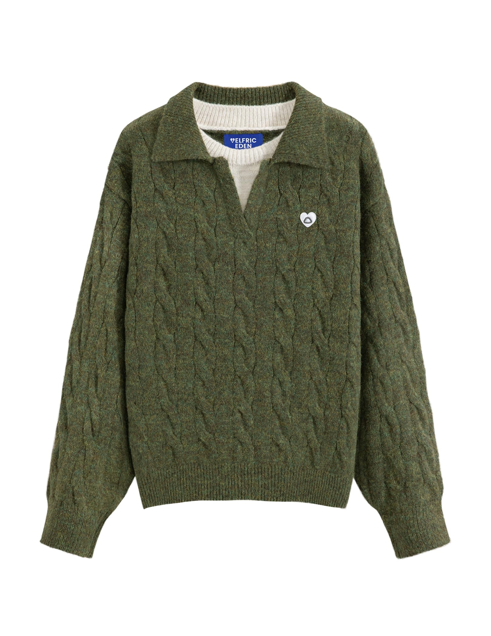 Aelfric Eden Oversized Sweater Fake Two Classic Basic Polo V Neck Sweaters Casual Soft Knit Pullover Streetwear Tops