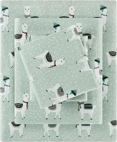 Sleep Philosophy - Juego de sábanas True North de franela de 100% algodón, sábanas bonitas y ultrasuaves para clima frío, diseño de color espuma de