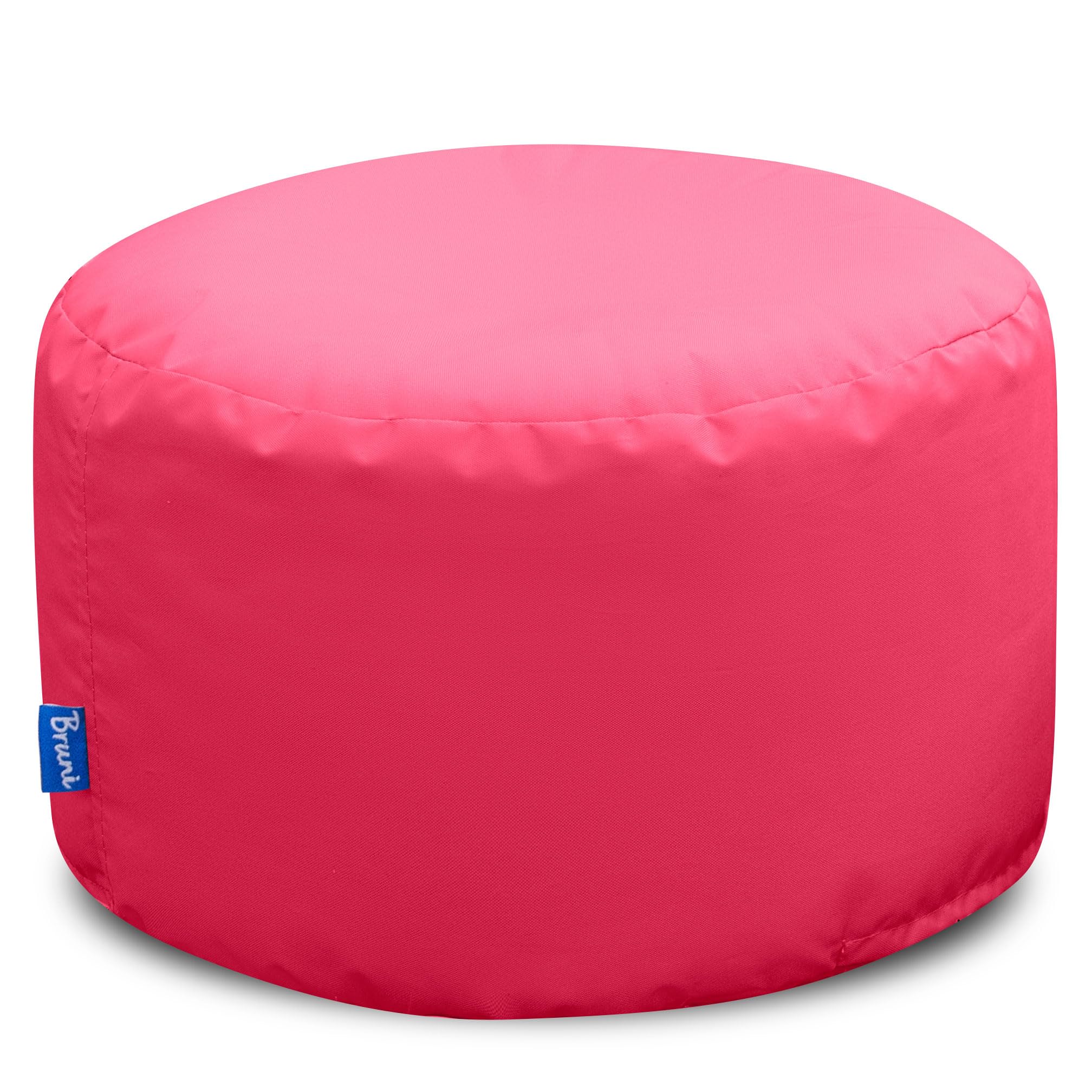 Bruni Pouf Rotondo L Rosa – Pouf poggiapiedi per interni ed esterni, Sgabello a sacco con imbottitura in perle EPS, Cuscino rotondo da Yoga e meditazione, Fodera lavabile