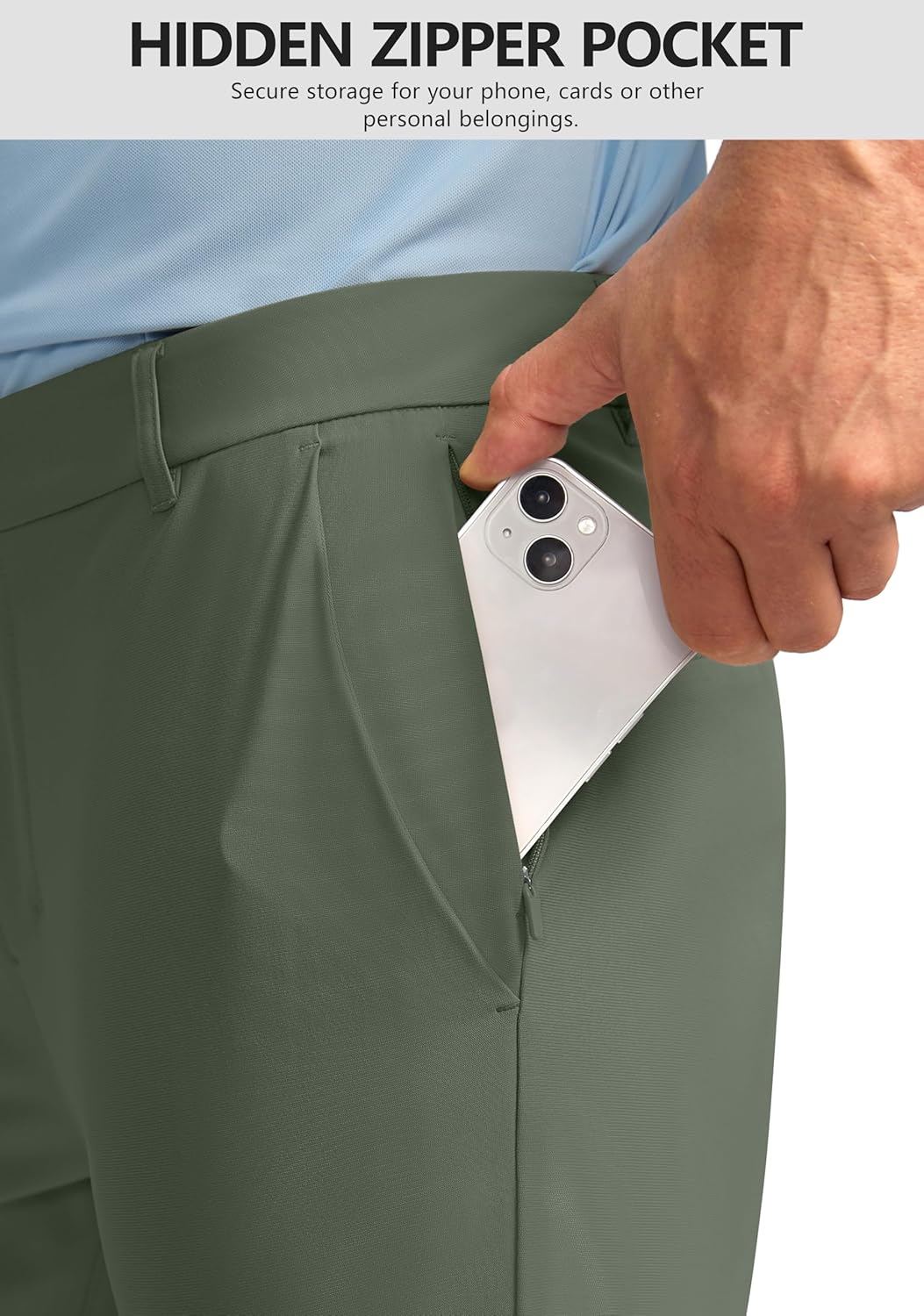 Obla Men's Golf Pants - 30"/32"/34" Slim Fit Stretch Lightweight with 5 Pockets Casual Travel Dress Work Pants for Men