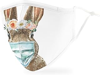WEDDINGSTAR 3-Ply Adult Washable Cloth Face Mask Reusable and Adjustable with Filter Pocket - Bunny