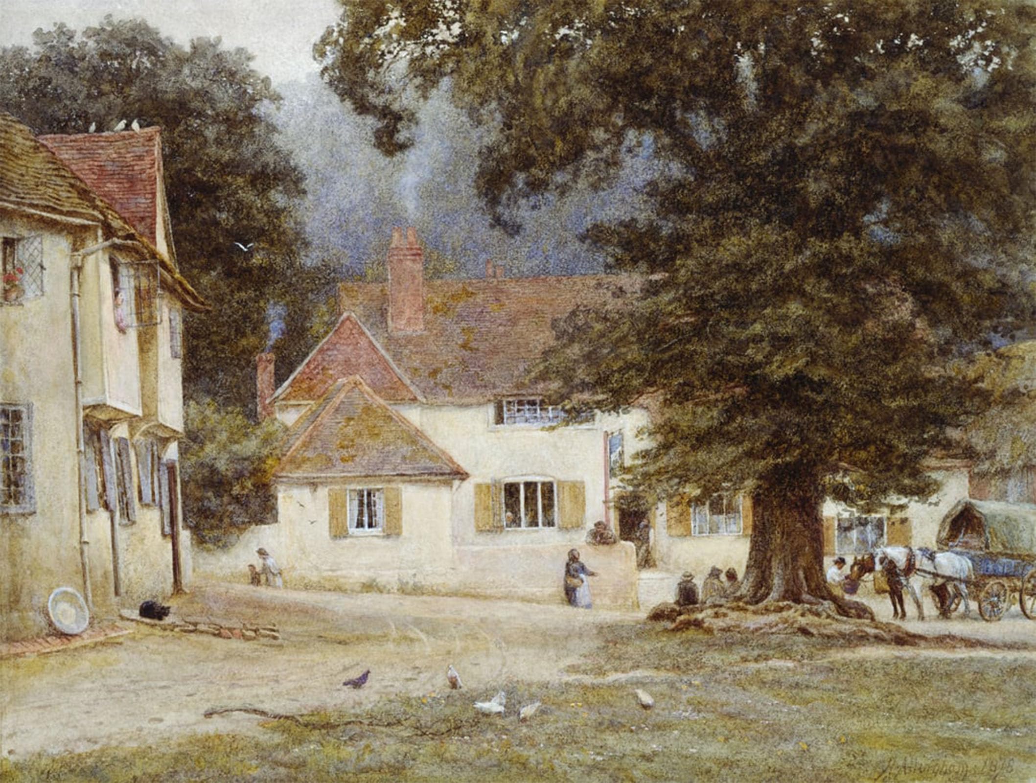Artxlxxbn No Frame Famous Art Print Poster Vintage Wall Art A Cart By Helen Allingham Canvas Art Poster For Home Decor 60X90cm