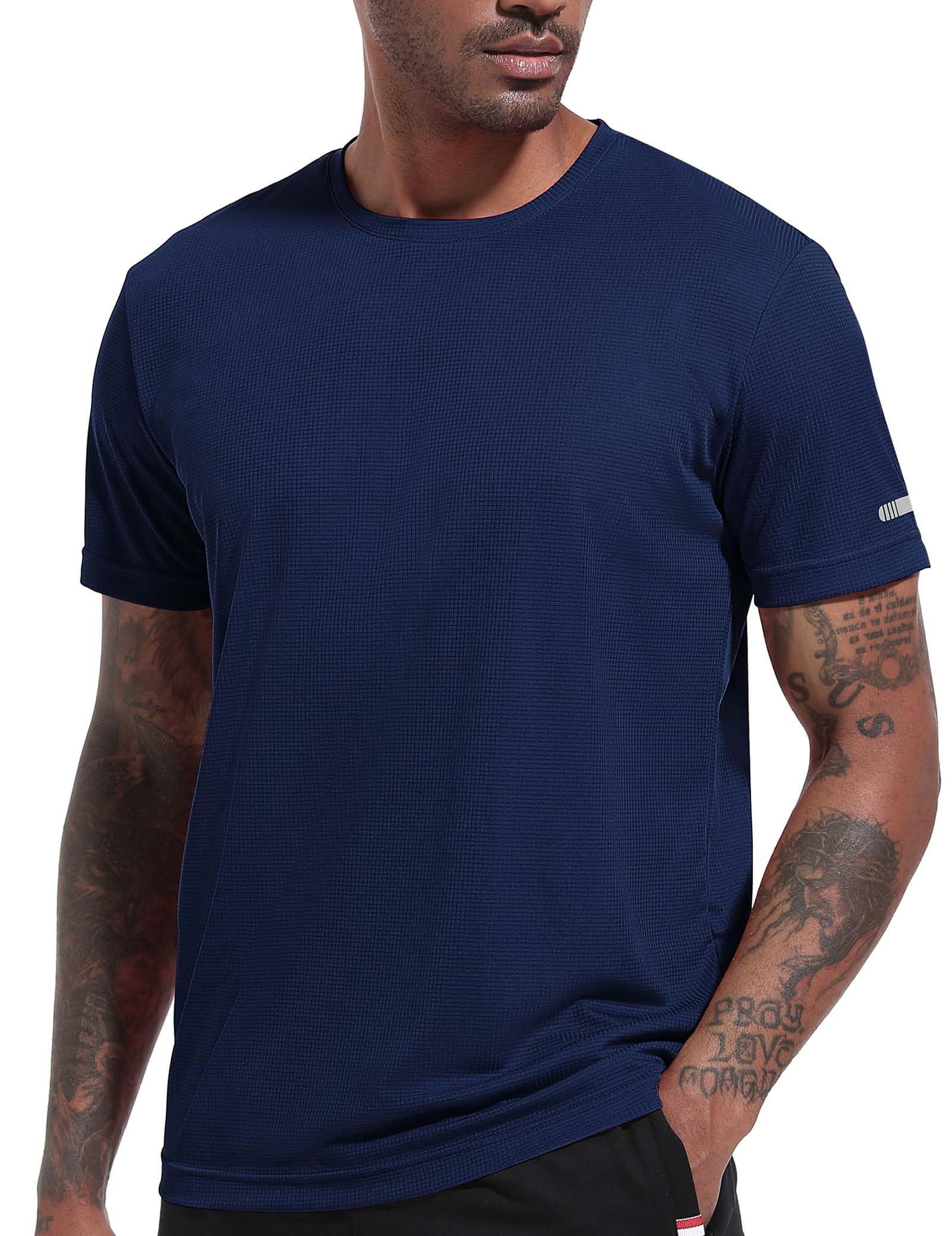 3-Pack Sport Tshirts Męskie koszulki funkcjonalne Szybko suche Oddychająca koszula treningowa Koszula fitness Koszula treningowa do biegania ćwiczeń kulturystycznych-Black/Grey/Navy-XXL
